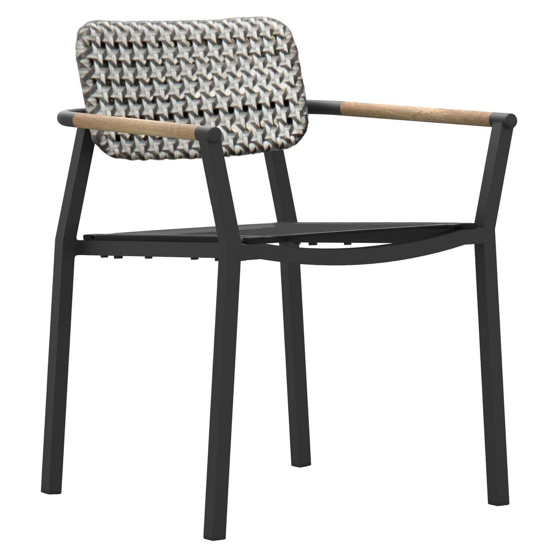 Montert Stabelstol Yobex aluminium/flettverk/textilen med pute fra Zebra på terrasse