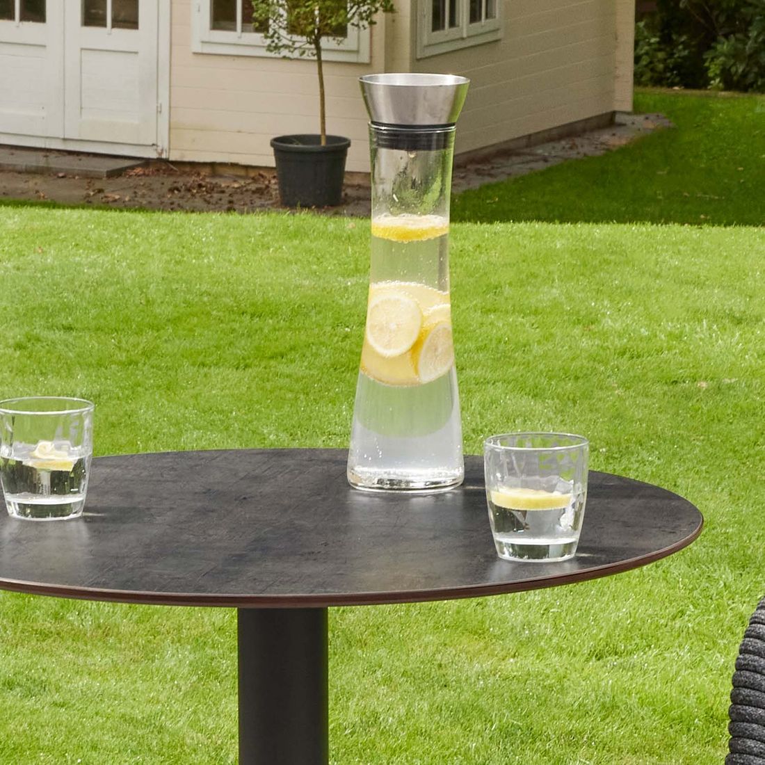 Ståbord Bari Ø70cm aluminium/sinterstein bakside