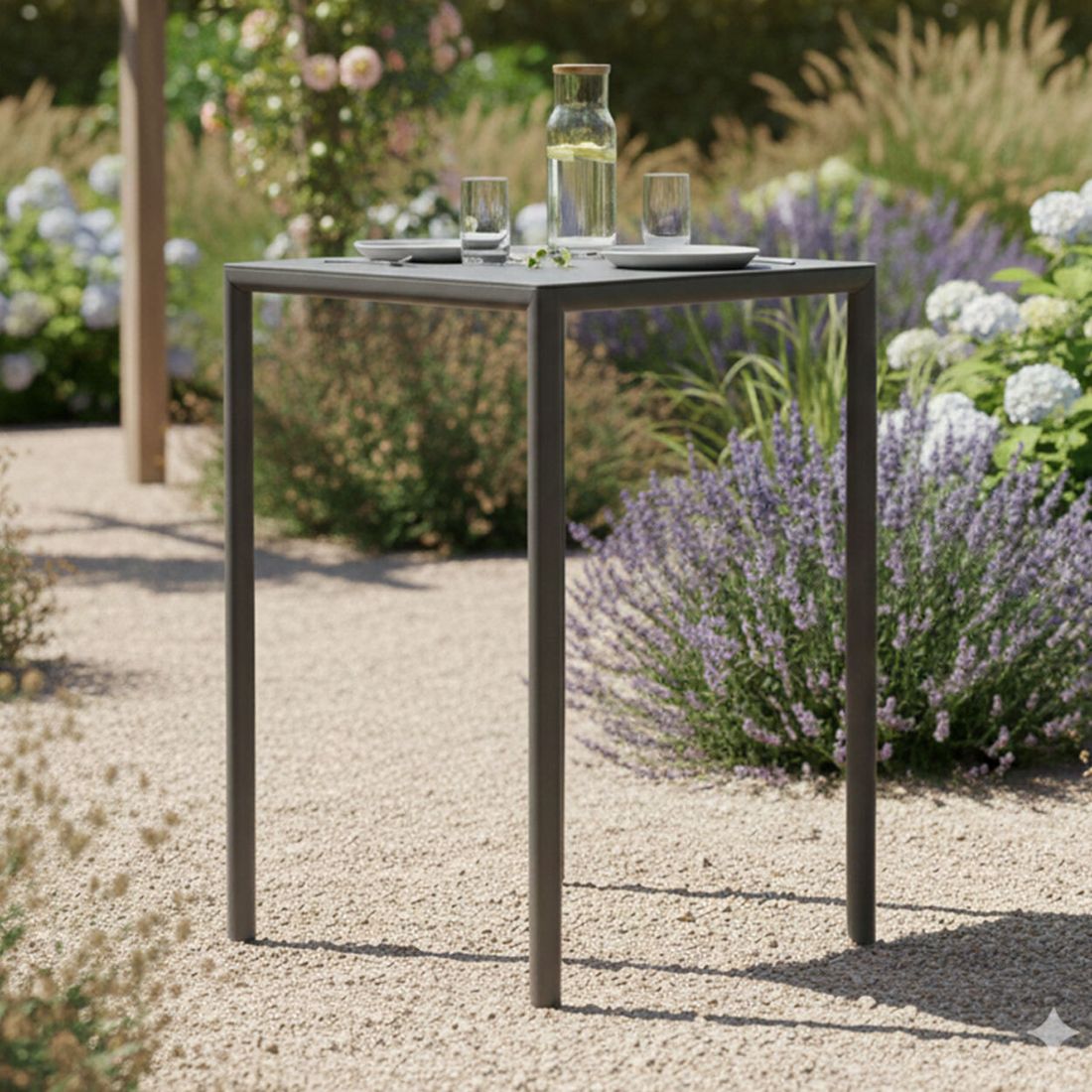 Ståbord Piave 69x69cm aluminium HPL Nardi detalj av bordplate