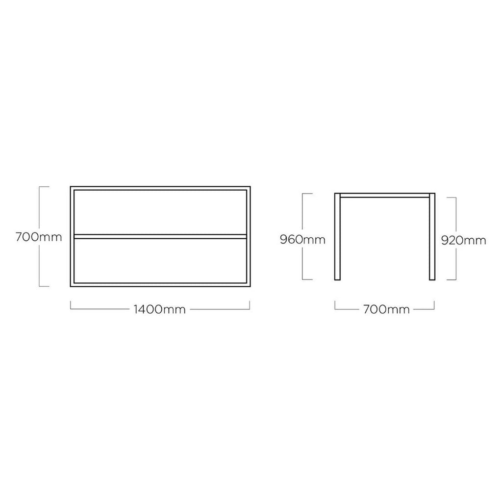 Ståbord ute Cubic bordunderstell aluminium 140x70 cm - Kettler bakside