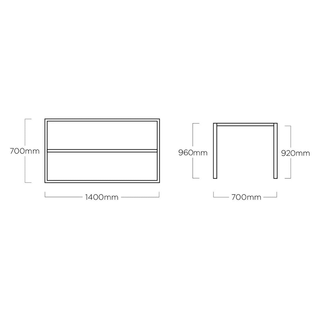 Ståbord ute Cubic bordunderstell aluminium 140x70 cm - Kettler bakside