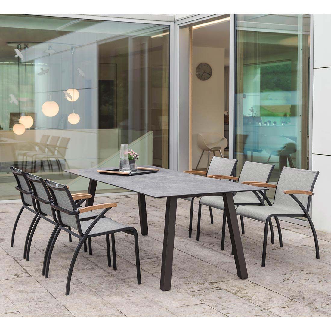 Stabelstol ute Laris aluminium/textilen 55x62 cm - Stern
