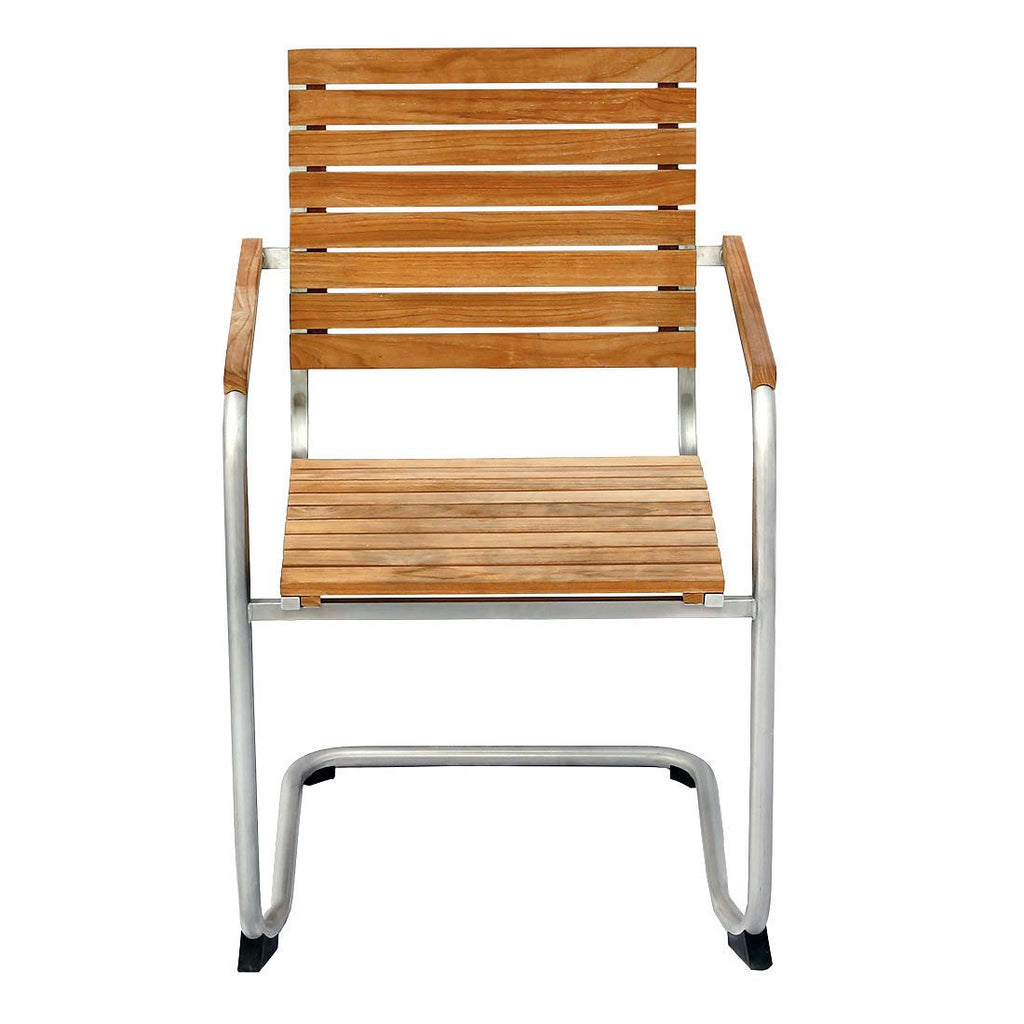 Svingstol Maui rustfritt stål og teak bakside