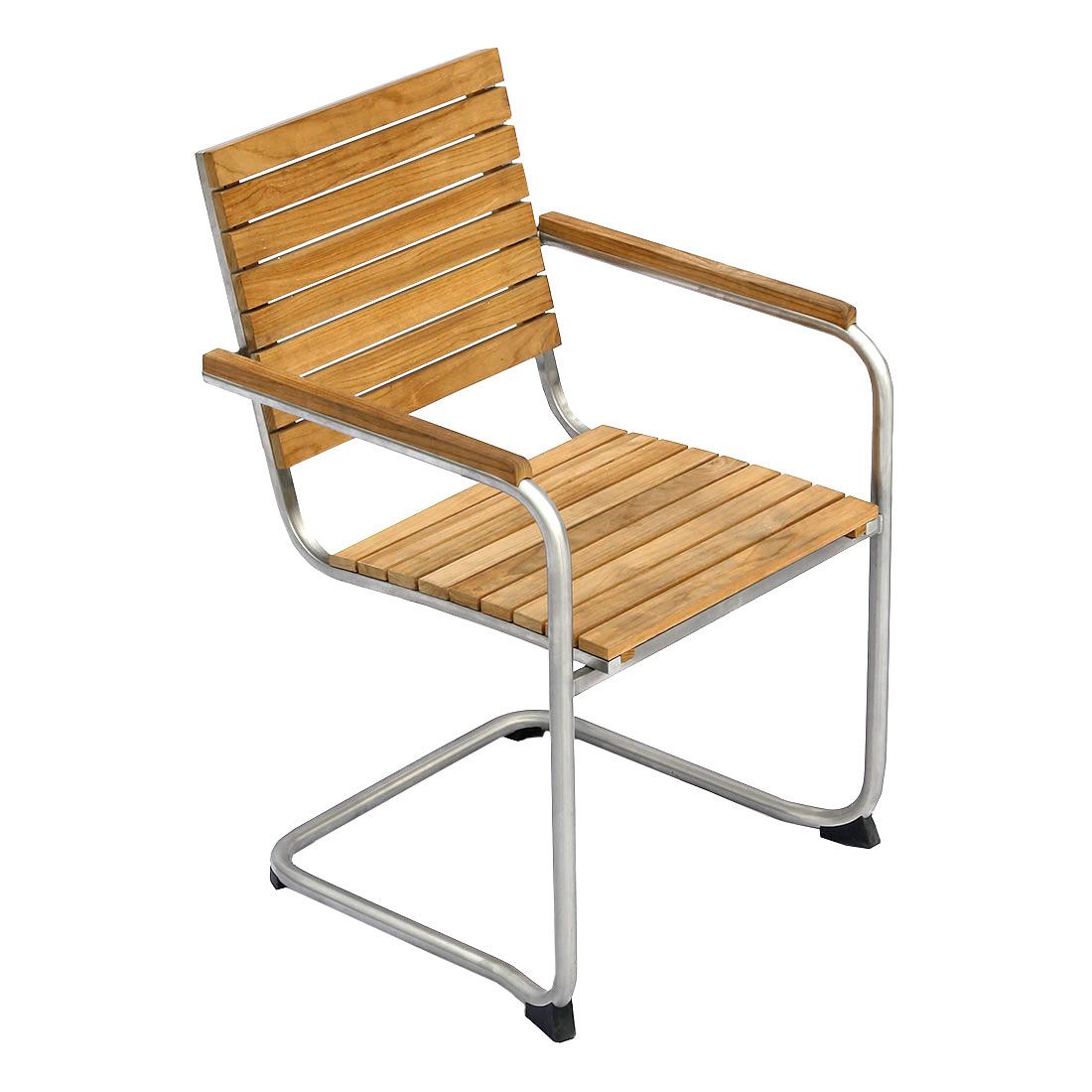 Svingstol Maui rustfritt stål og teak forfra