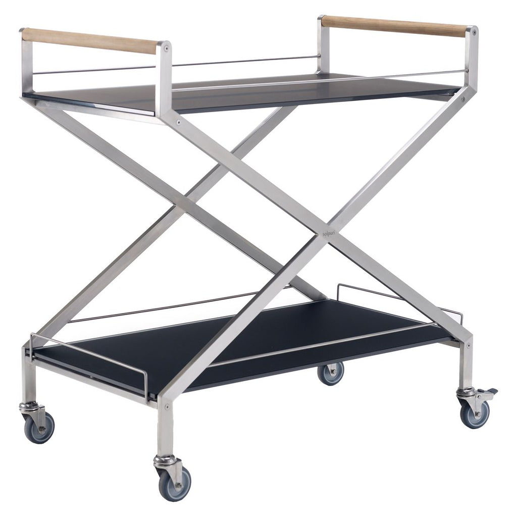 Trillebord ute Trolley One rustfritt stål Dekton forfra