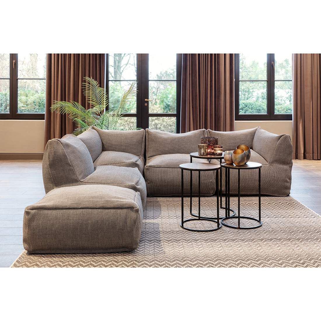 Utendørsteppe Ziggy 160x230 cm antrasitt/beige detalj av materiale
