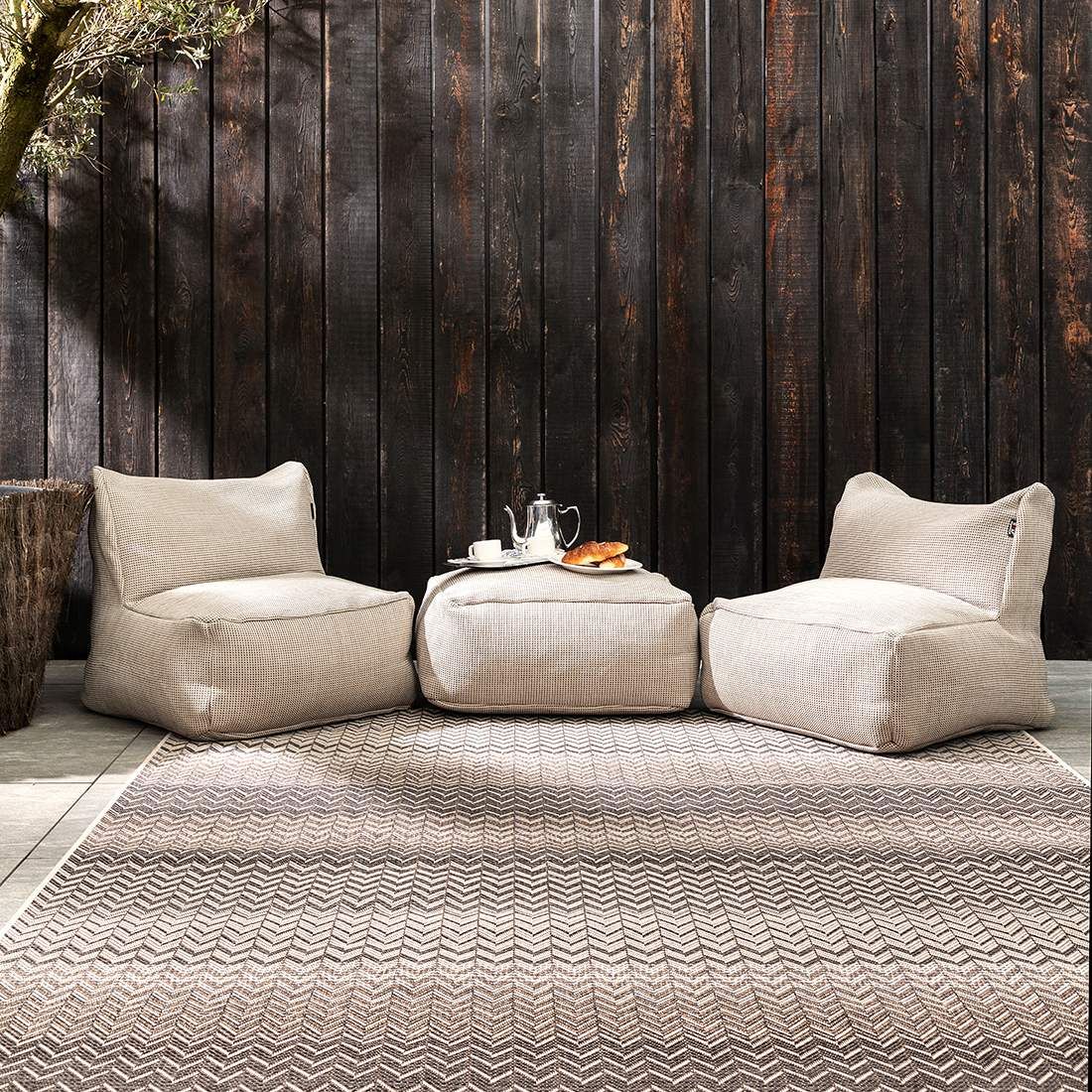 Utendørsteppe Ziggy 160x230 cm antrasitt/beige nærbilde av mønster