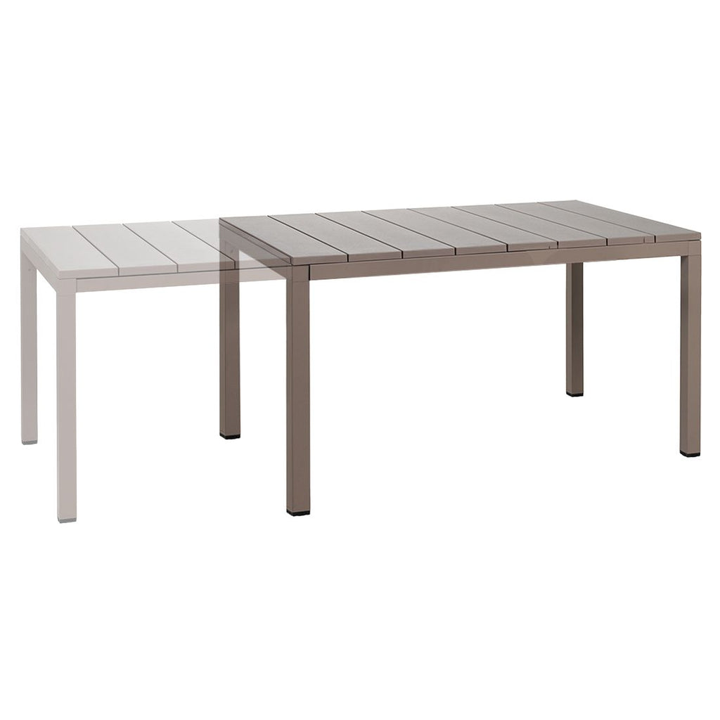 Uttrekkbart bord på spisesett ute Rio 6 plasser aluminium 210/280x100 cm