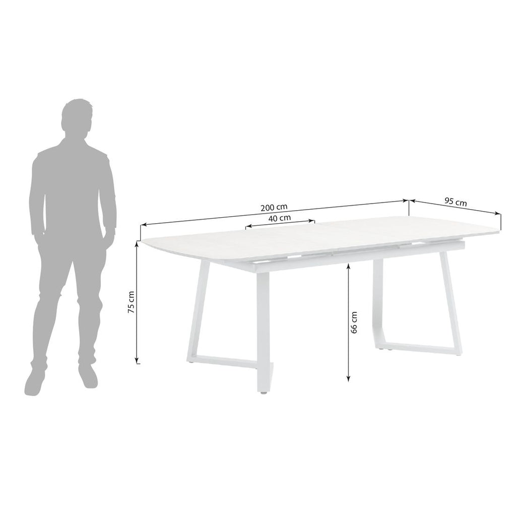 Uttrekkbart hagebord 160/200x95 cm aluminium/glasskeramikk - Kettler montert på terrasse