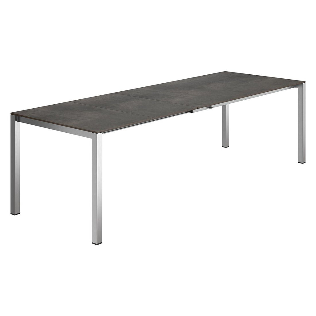 Nærbilde av bordben på uttrekkbart hagebord 160/217/267x92 cm rustfritt stål HPL - OUTLIV