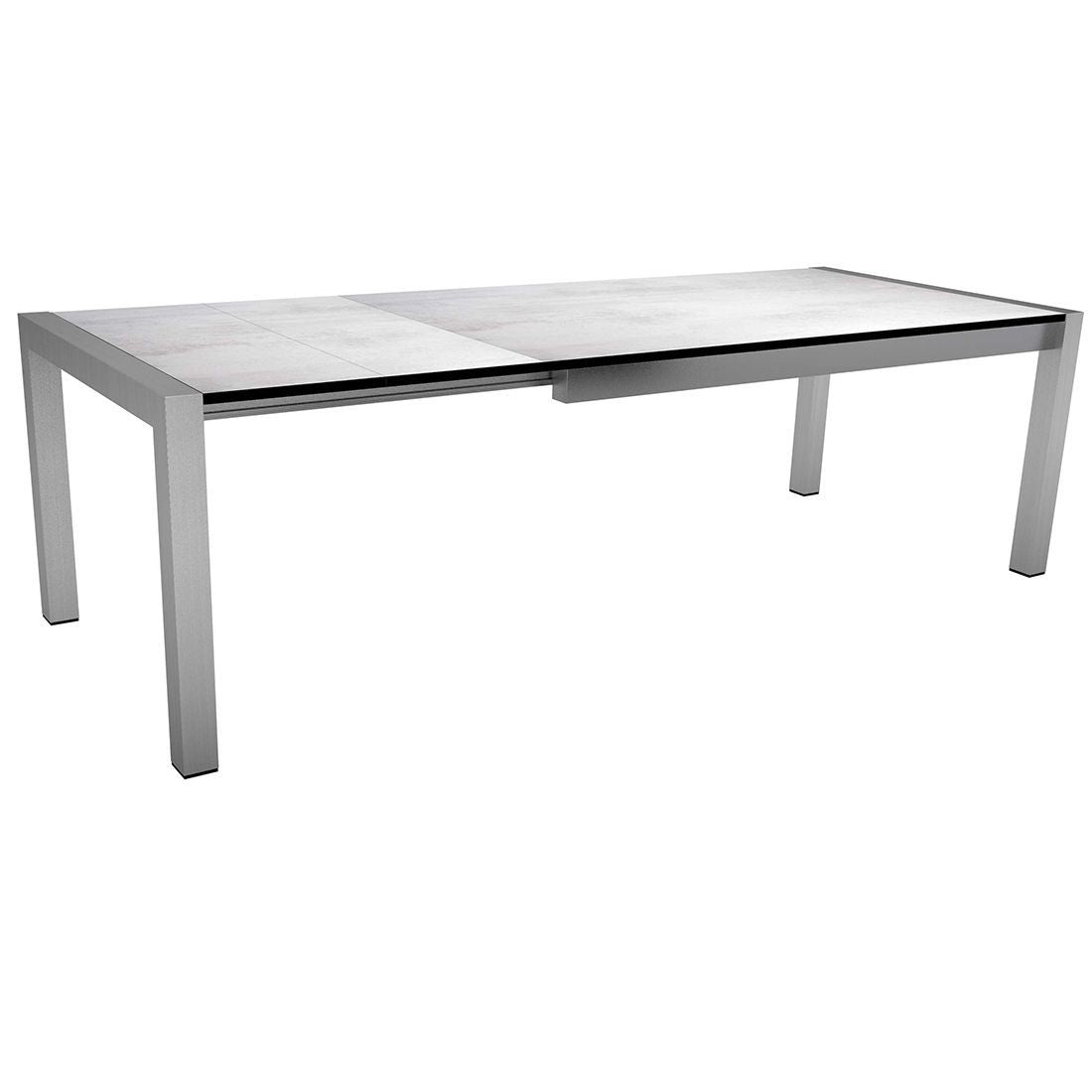 Uttrekkbart hagebord 174/214/254x90 cm rustfritt stål Silverstar fra Stern sett fra siden