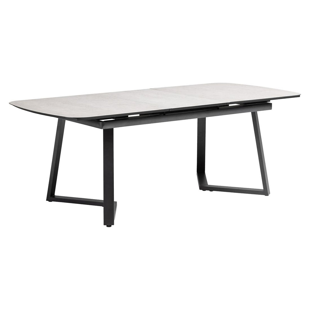 uttrekkbart hagebord aluminium glasskeramikk antrasitt bakside