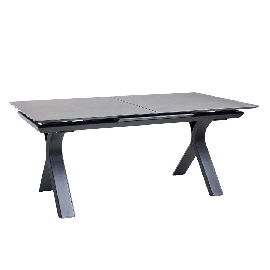 Uttrekkbart hagebord 7011 aluminium sinterstein forfra