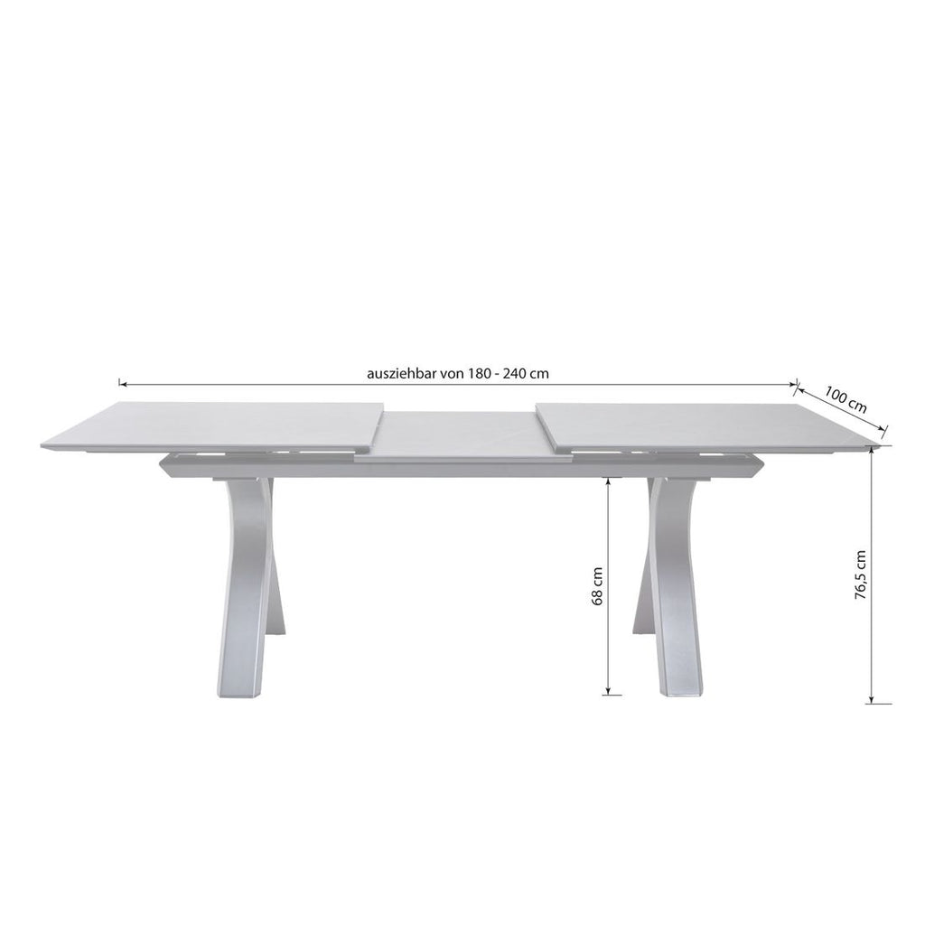 Detalj utsnitt av Uttrekkbart hagebord 7011 aluminium sinterstein bordplate