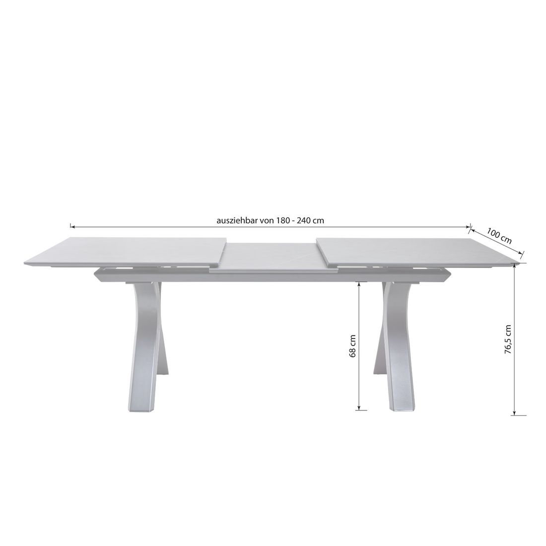 Detalj utsnitt av Uttrekkbart hagebord 7011 aluminium sinterstein bordplate