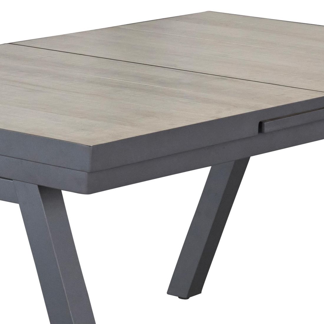 Sideprofil av Uttrekkbart hagebord Alice aluminium/keramikk