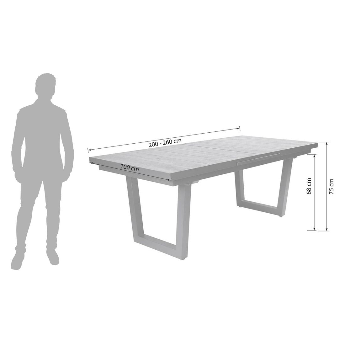 uttrekkbart hagebord alice aluminium keramikk detalj keramisk overflate