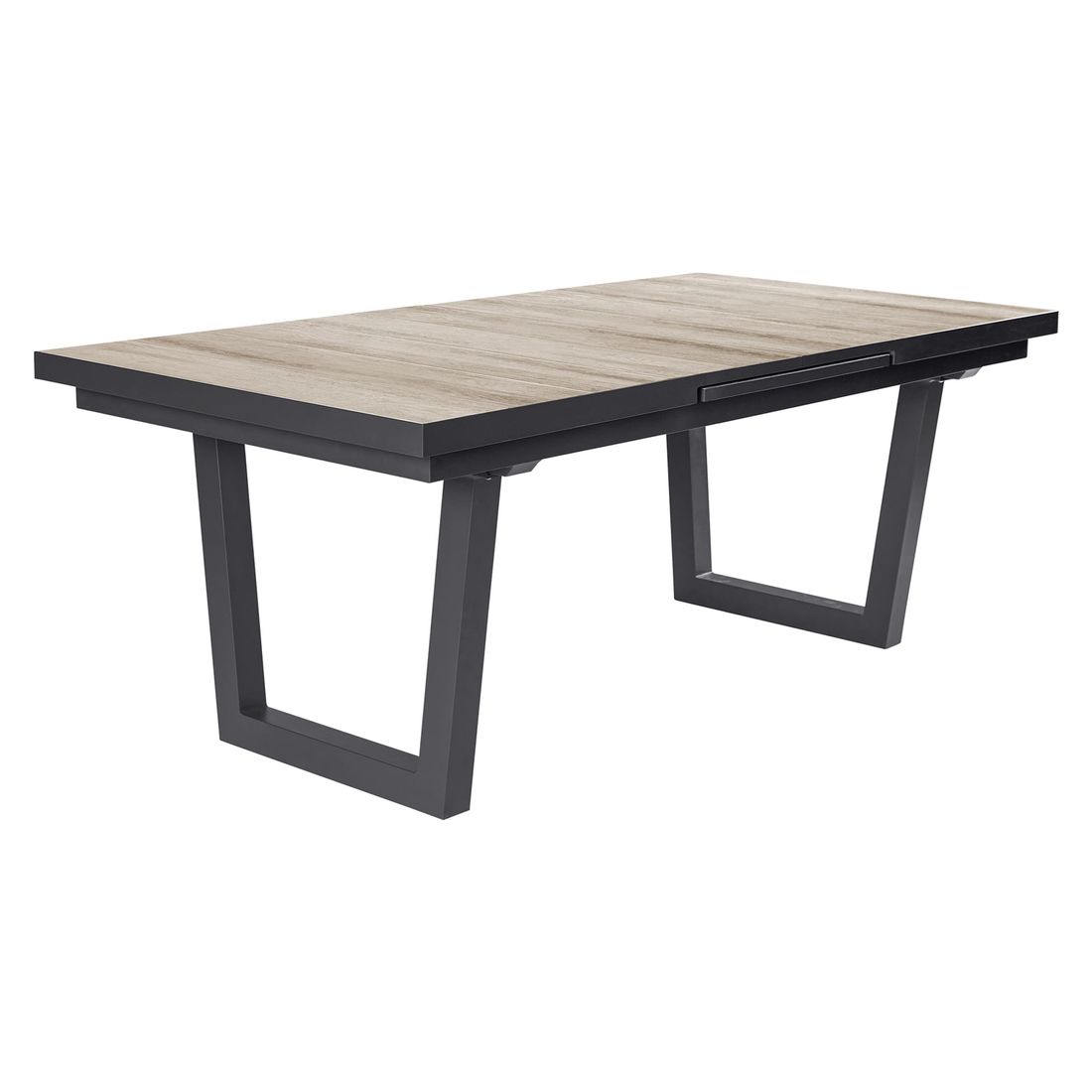 uttrekkbart hagebord alice aluminium keramikk front