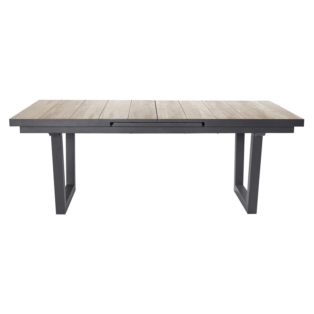 uttrekkbart hagebord alice aluminium keramikk nærbilde aluminiumramme