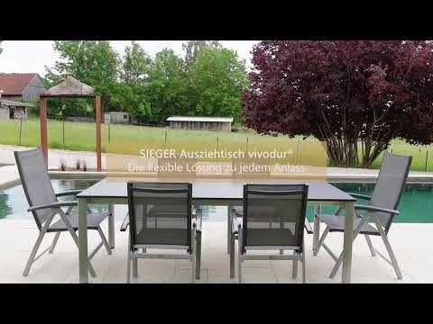 Uttrekkbart hagebord aluminium Vivodur antrasitt fra forfra