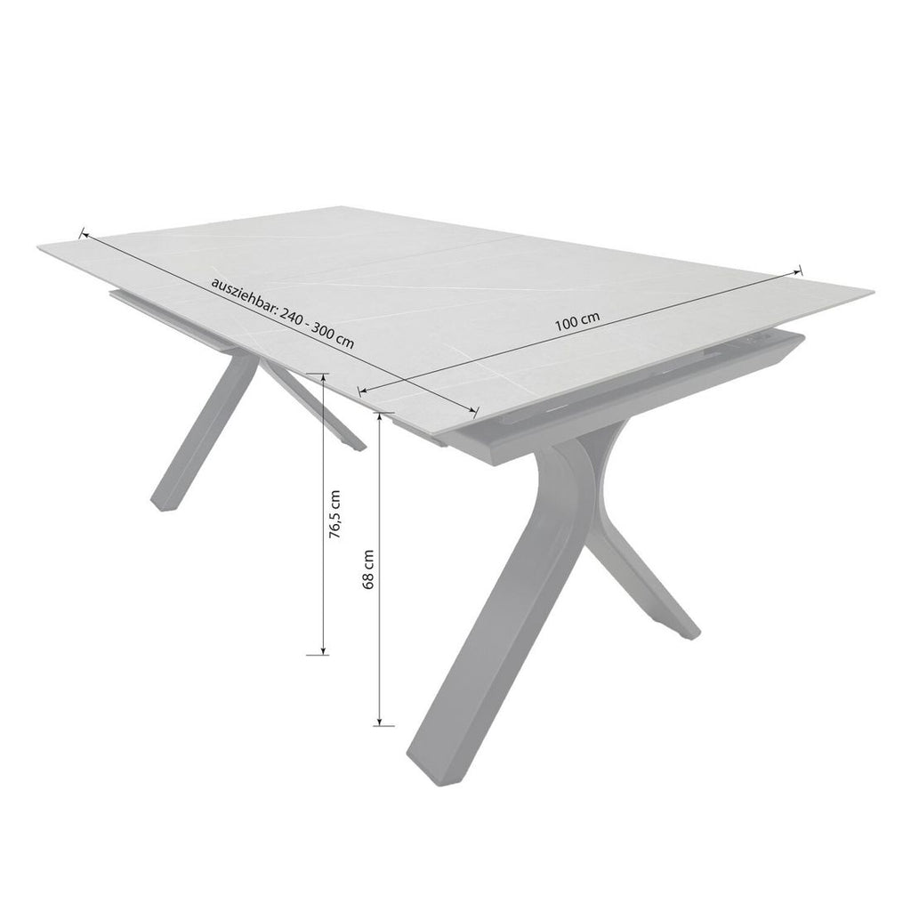 Detalj av Uttrekkbart hagebord Bari 240/300x100cm aluminium/Sinterstone bordplate