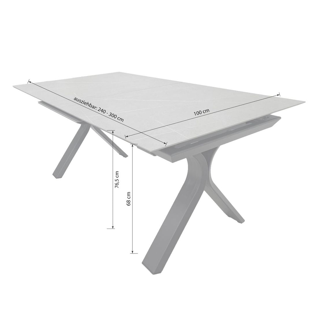 Detalj av Uttrekkbart hagebord Bari 240/300x100cm aluminium/Sinterstone bordplate