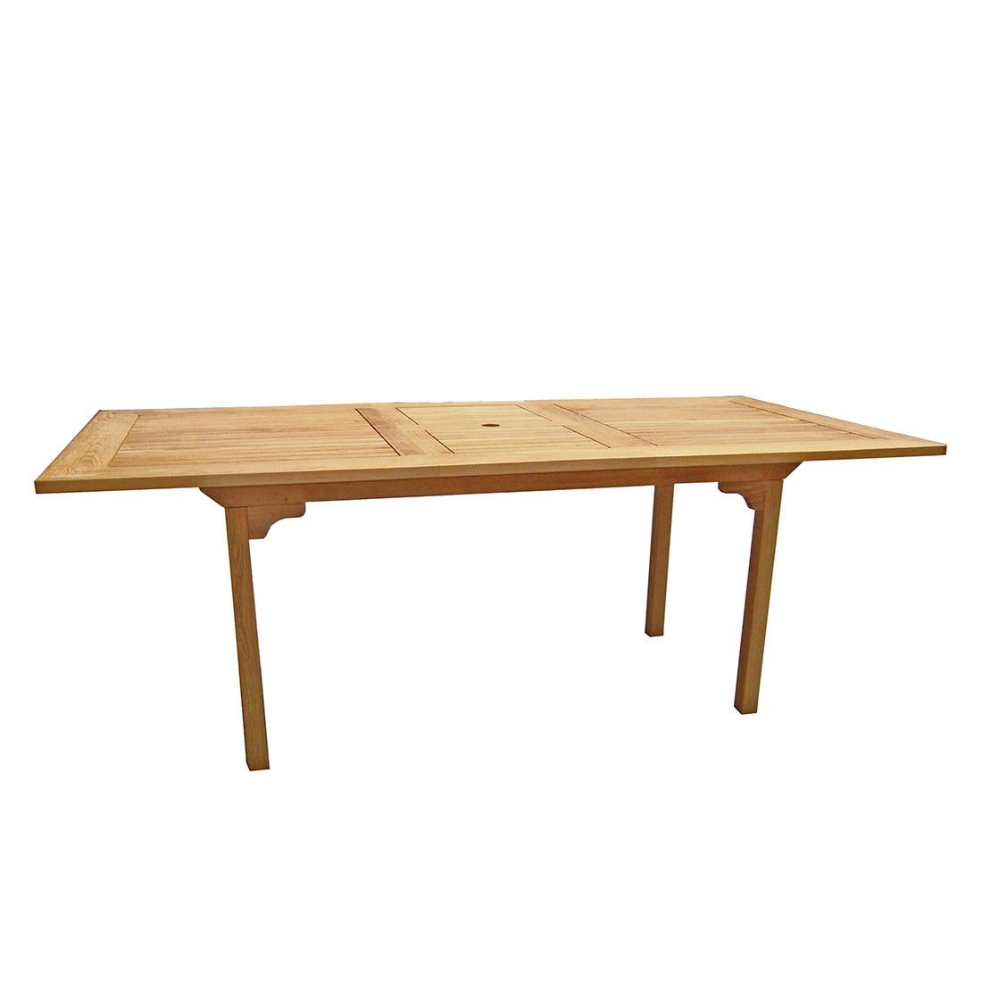 uttrekkbart hagebord brasilia teak 160 210x100 cm forfra
