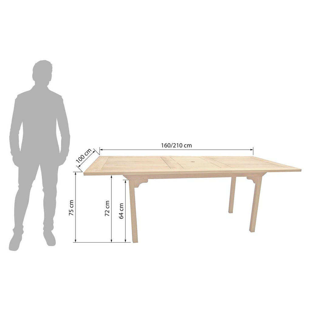 uttrekkbart hagebord brasilia teak 160 210x100 cm bakside