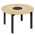 Uttrekkbart hagebord Catax Ø135/185 cm rustfritt stål/teak forfra