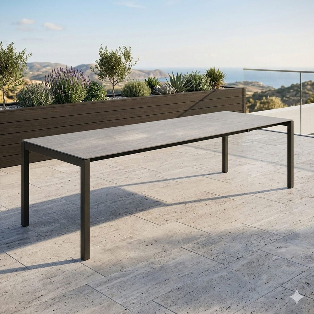 uttrekkbart hagebord classic 160/220x100cm aluminium dekton bakside