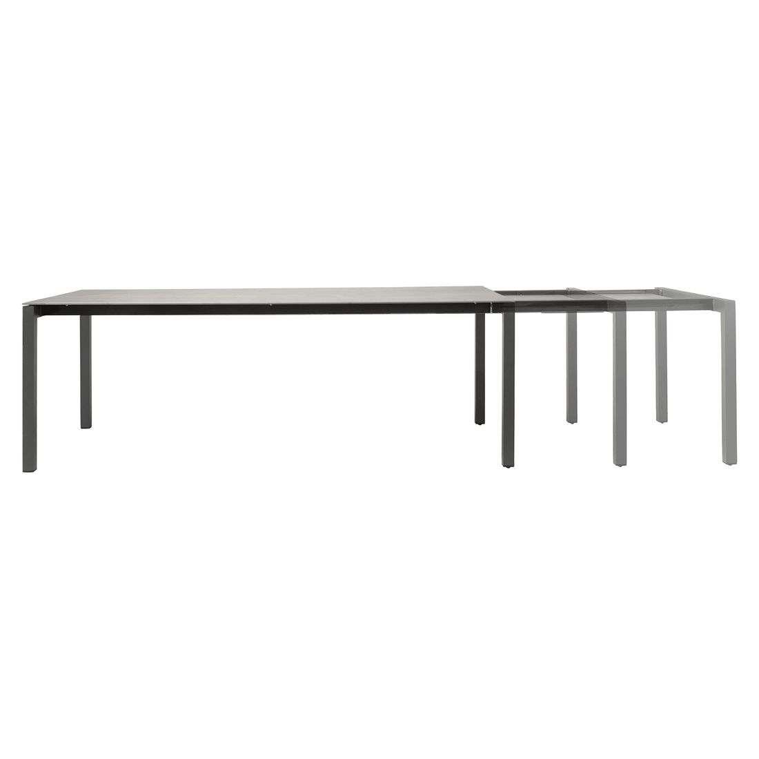 uttrekkbart hagebord classic 160/220x100cm aluminium dekton nærbilde aluminiumsramme