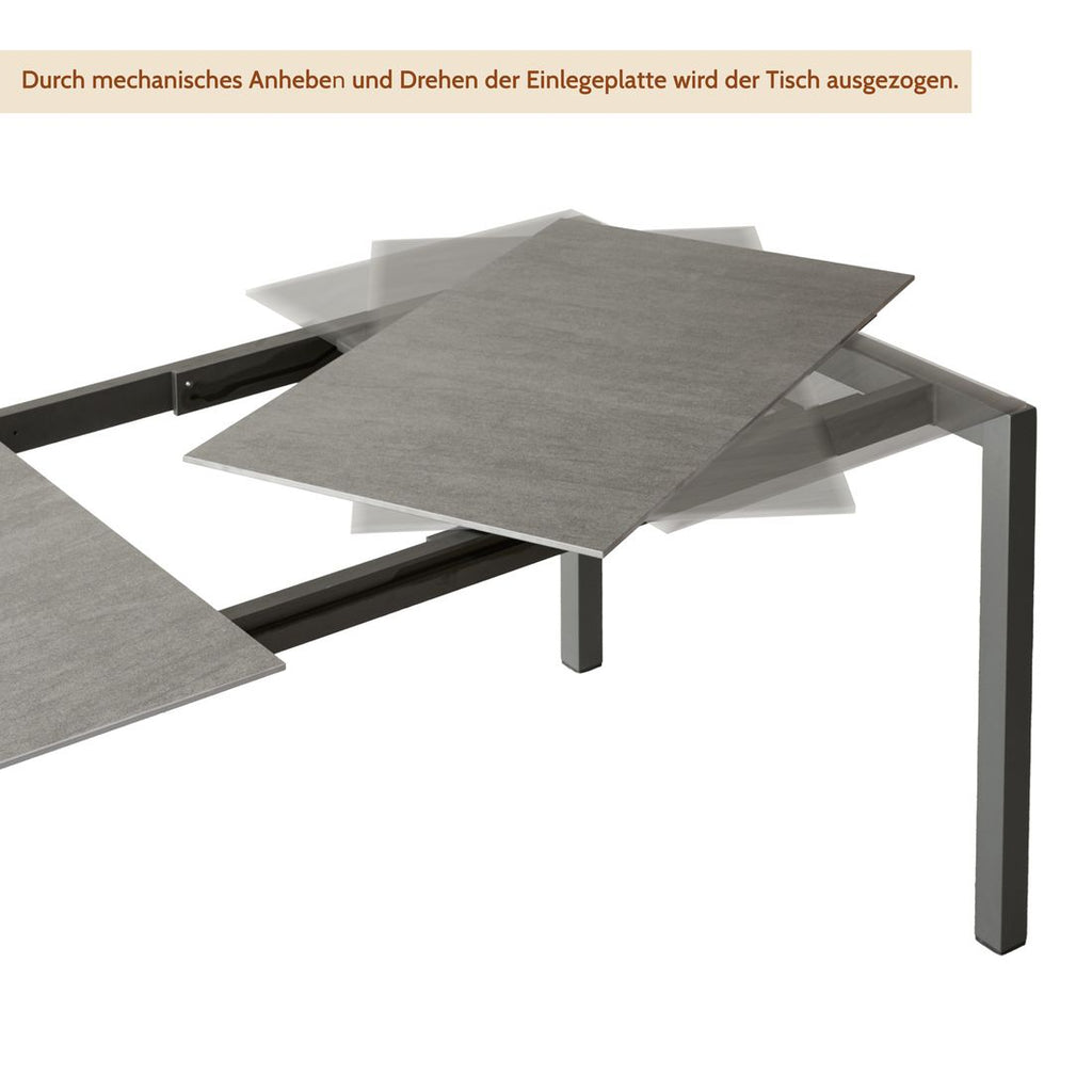 uttrekkbart hagebord classic 160/220x100cm aluminium dekton bord på terrasse