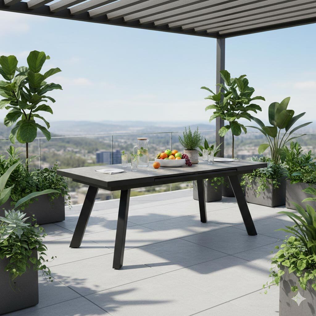 Uttrekkbart hagebord Como 240/360x100 cm aluminium bakside