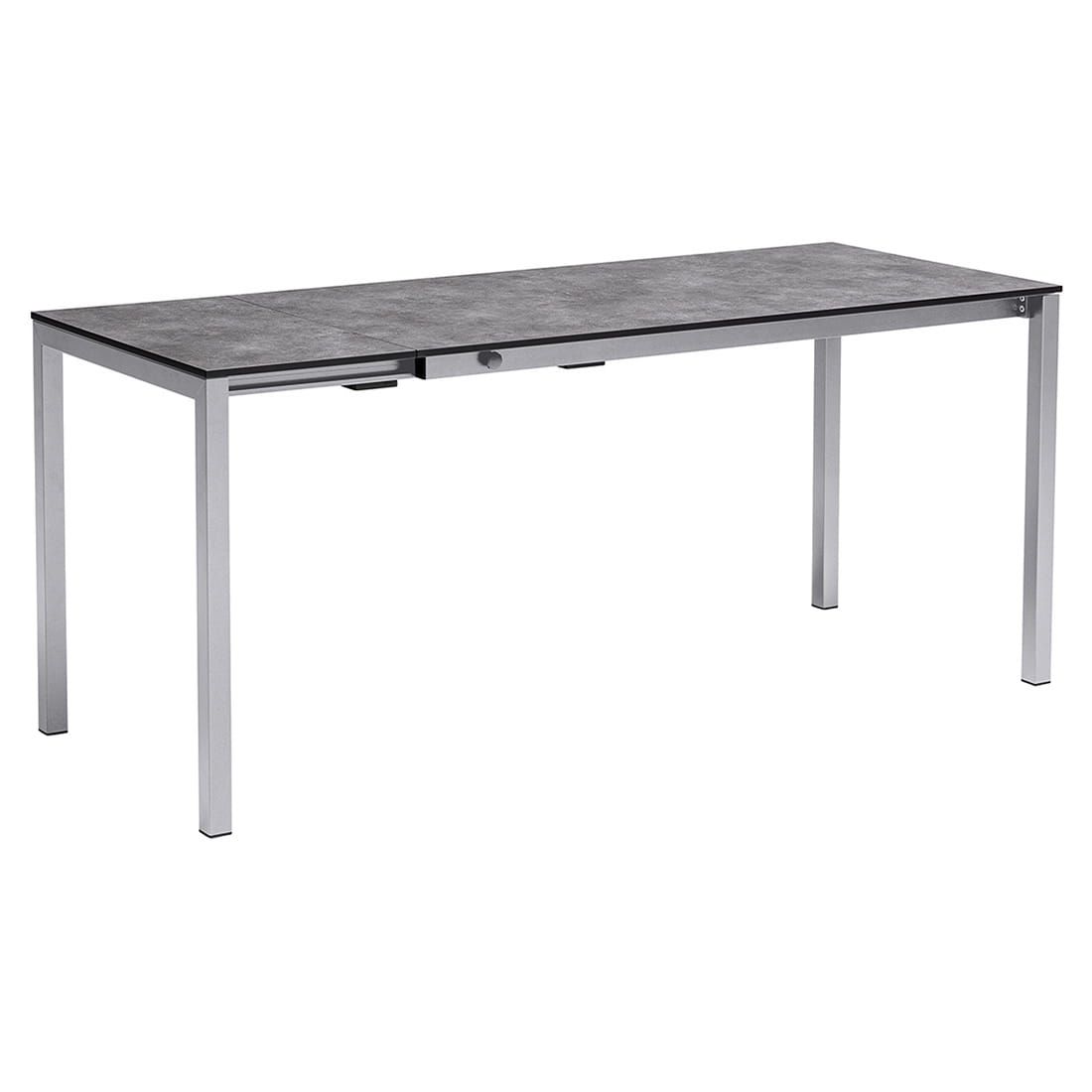 Detalj av uttrekkbart hagebord Cubic 138-210x68 cm aluminium/HPL bordplate