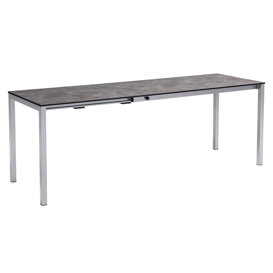 Montert uttrekkbart hagebord Cubic 138-210x68 cm aluminium/HPL i hage