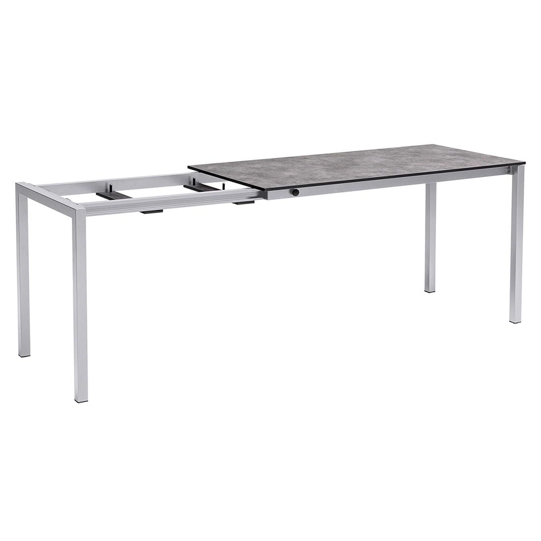 Nærbilde av ben på uttrekkbart hagebord Cubic 138-210x68 cm aluminium/HPL