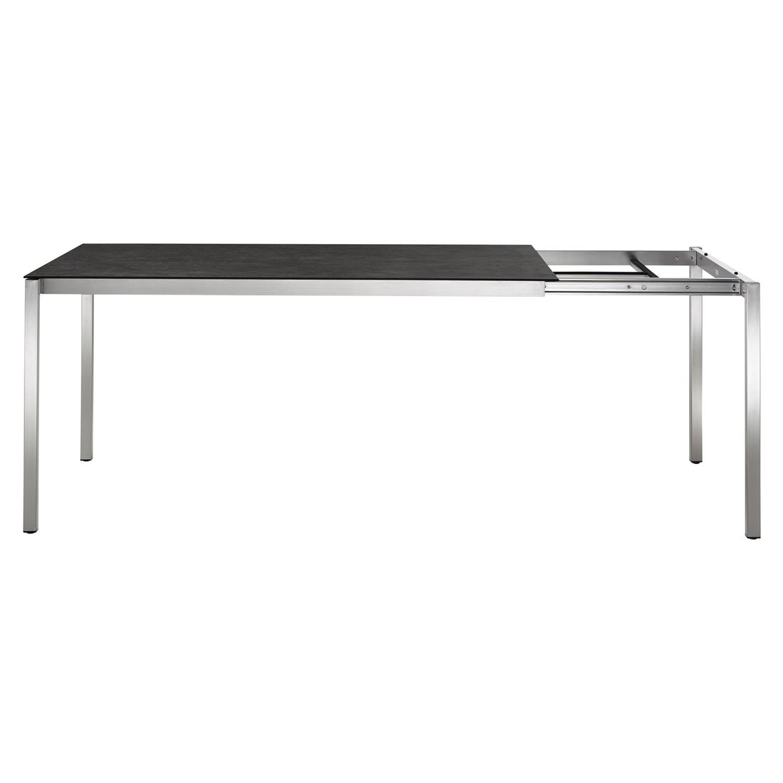 Montert uttrekkbart hagebord Kreta 160/220x100cm rustfritt stål/Dekton på terrasse
