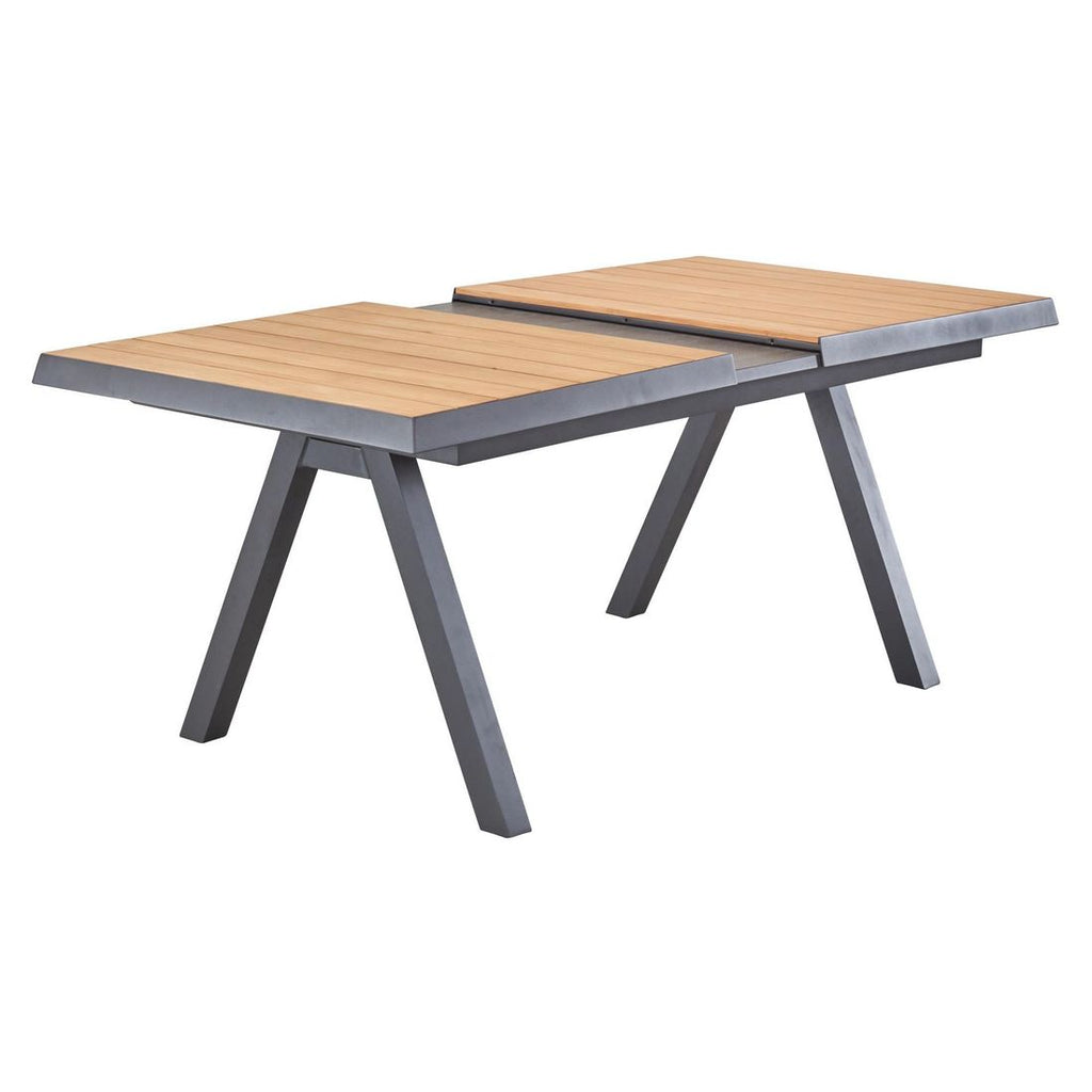 Uttrekkbart hagebord Kumasi aluminium/teak 160/210x100 cm bakside