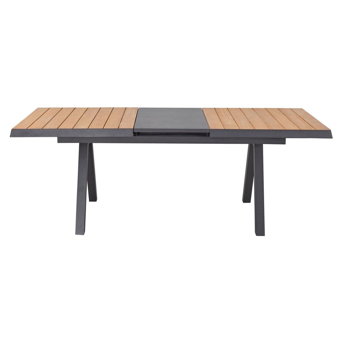 Uttrekkbart hagebord Kumasi aluminium/teak 160/210x100 cm montert i hage
