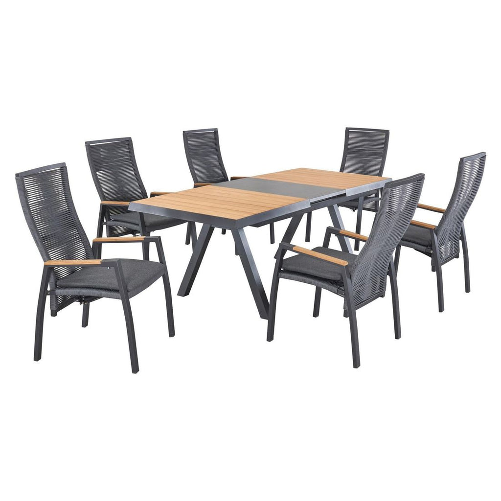 Uttrekkbart hagebord Kumasi aluminium/teak 160/210x100 cm sammenleggbar funksjon