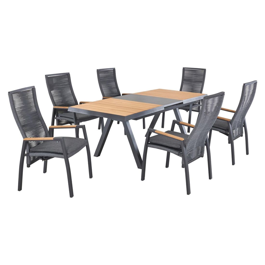 Uttrekkbart hagebord Kumasi aluminium/teak 160/210x100 cm sammenleggbar funksjon