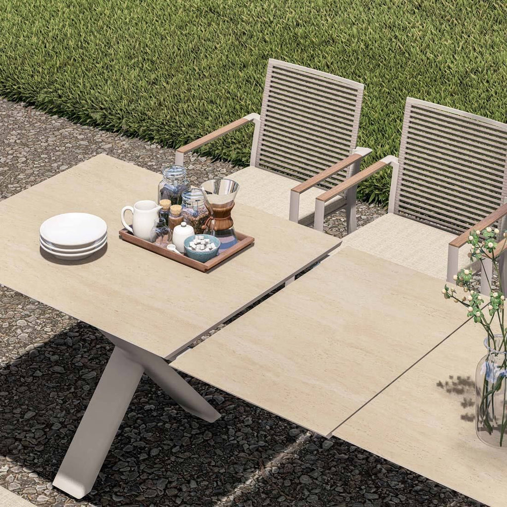 Uttrekkbart hagebord Levare visning av farger Light Taupe Dune
