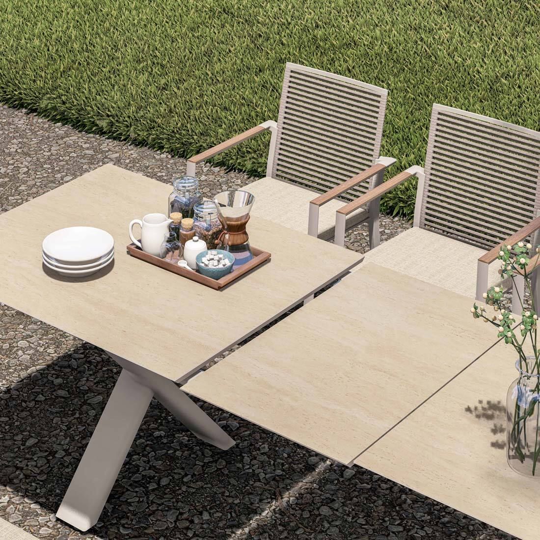 Uttrekkbart hagebord Levare visning av farger Light Taupe Dune