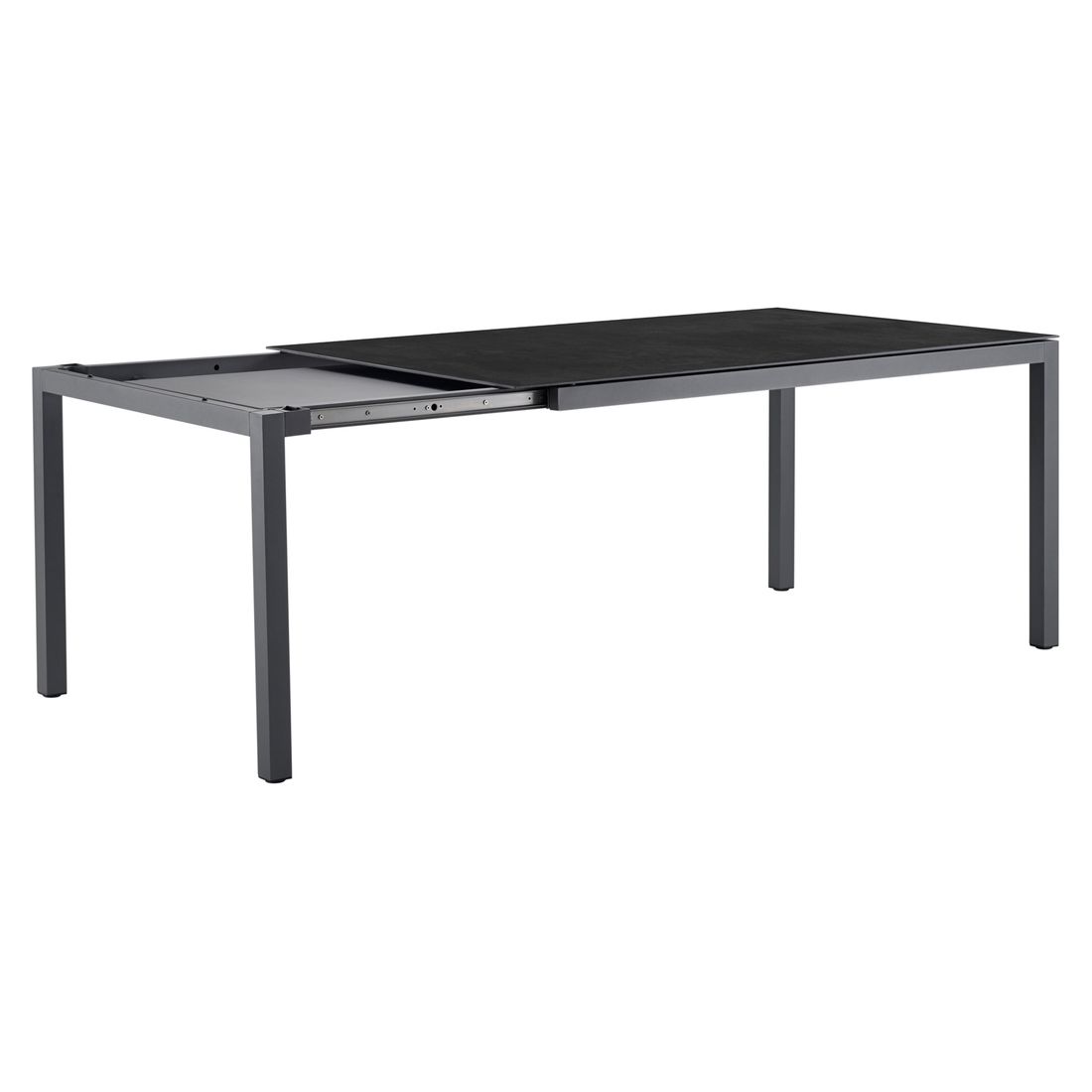 Uttrekkbart hagebord Mia aluminium/keramikk 220-300x100 cm montert på terrasse