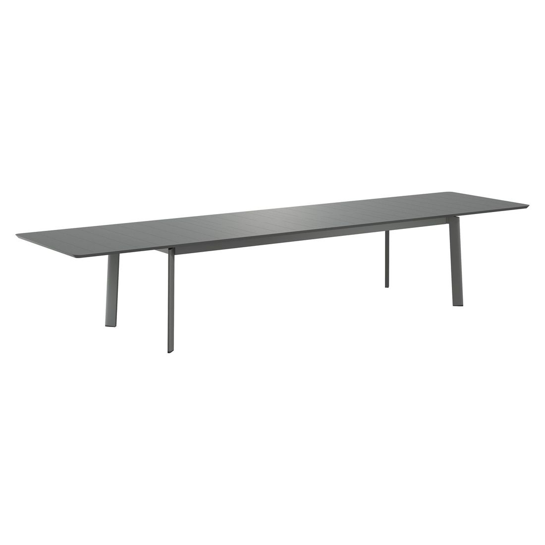 uttrekkbart hagebord milano aluminium montert på terrasse