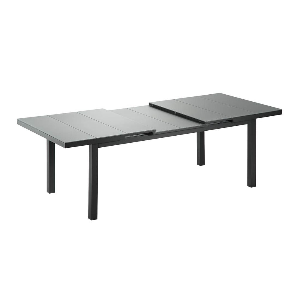 Uttrekkbart hagebord Nancy 180/240x100 cm aluminium og glass forfra