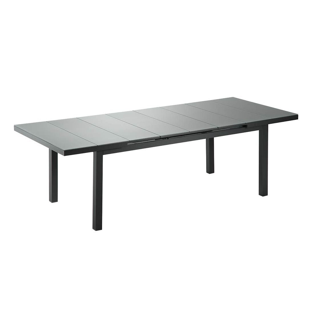 Bakside av uttrekkbart hagebord Nancy 180/240x100 cm aluminium og glass