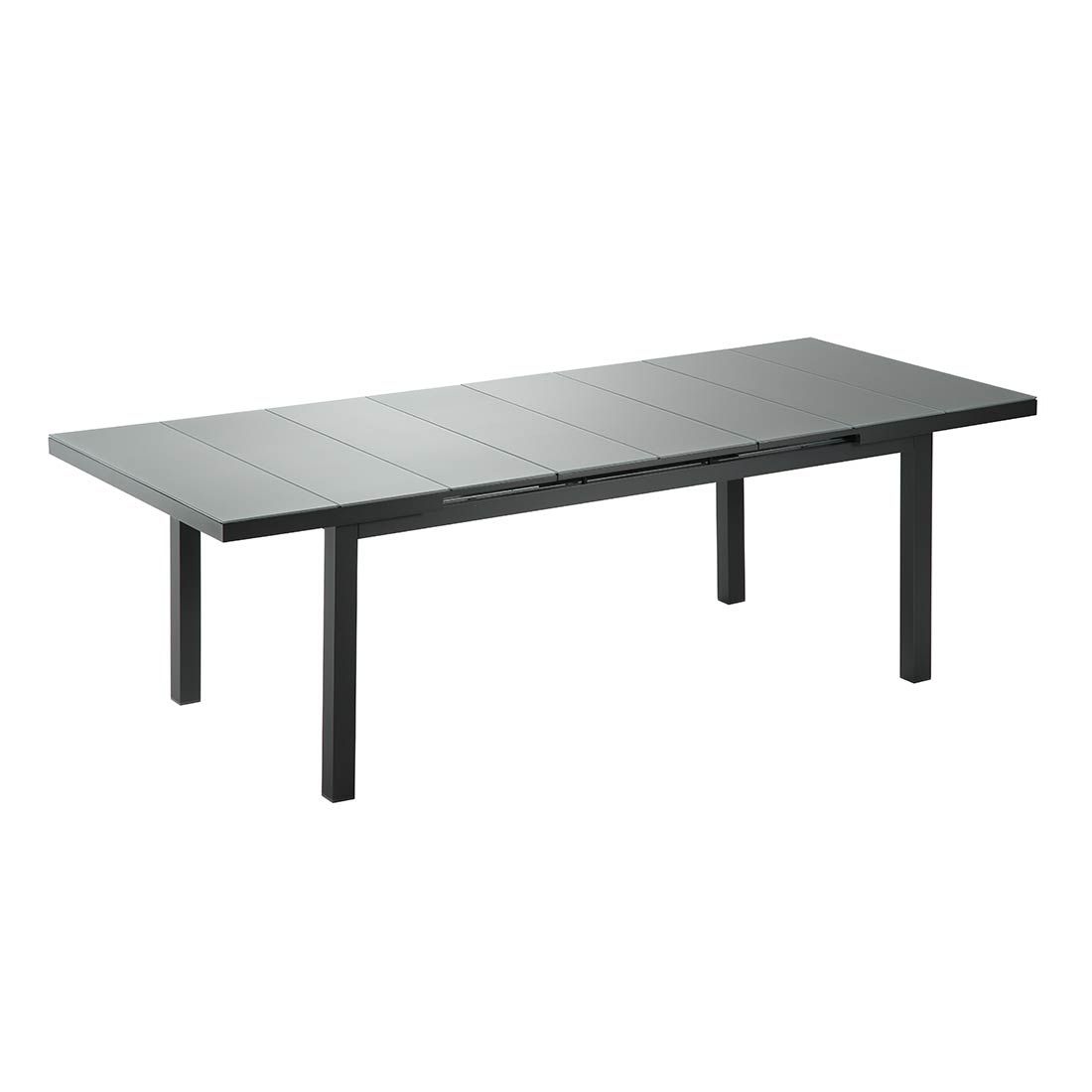 Bakside av uttrekkbart hagebord Nancy 180/240x100 cm aluminium og glass