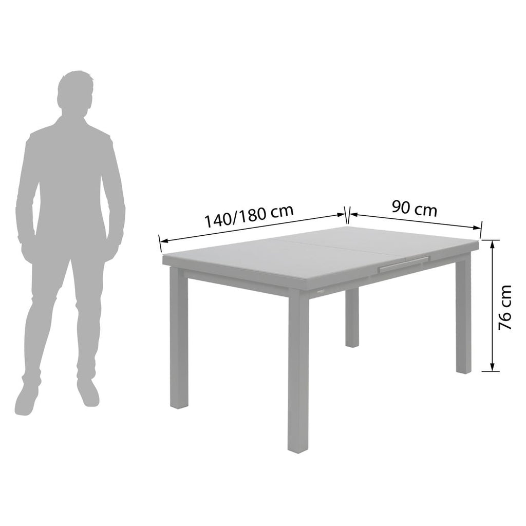 Detalj av bordplate på Uttrekkbart hagebord Nova