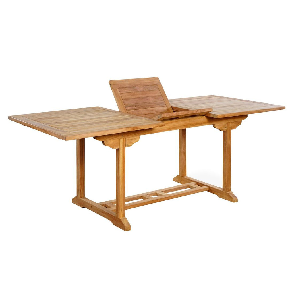 Uttrekkbart hagebord Ontario 160/210x90cm teak montert i hage